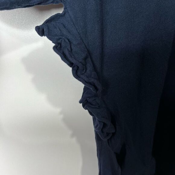 Moth Women's Navy Blue V Neck Ruffled Details Flare Hem Sweater Size Large - Picture 7 of 11